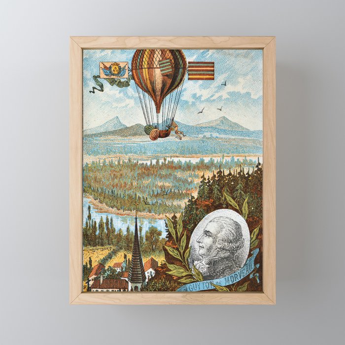 Vintage hot air balloon poster  Framed Mini Art Print