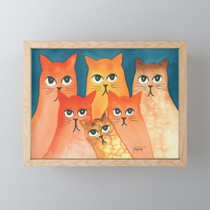 Santa Fe Whimsical Cats Framed Mini Art Print