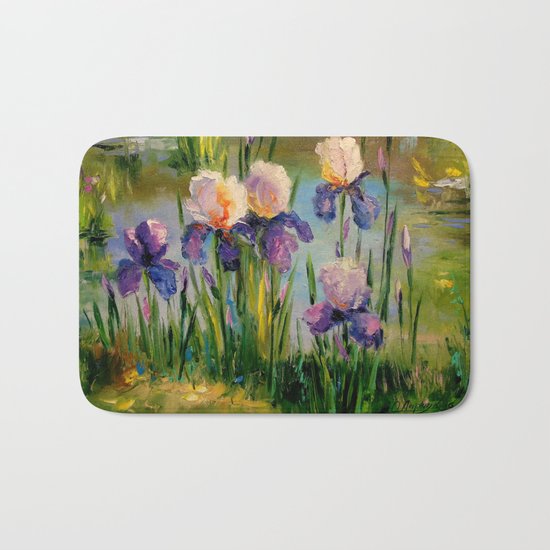Iris by the pond Bath Mat