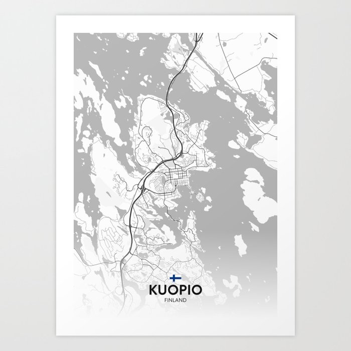 Kuopio, Finland - Light City Map Art Print