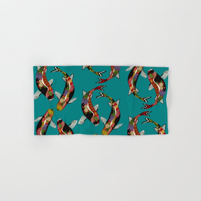 koi teal Hand & Bath Towel