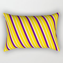 [ Thumbnail: Yellow, Beige, and Indigo Colored Lines/Stripes Pattern Rectangular Pillow ]