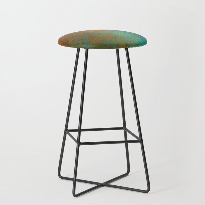 Vintage Teal and Copper Rust Bar Stool
