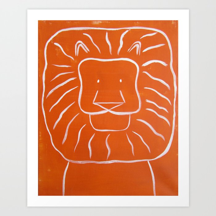No. 003 - Original Painting - 16" x 20" - The Lion (Modern Kids & Nursery Art) Art Print