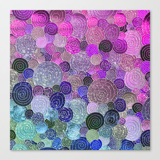 Abstract blue& purple glamour glitter circles and dots for Girls and ladies Canvas Print