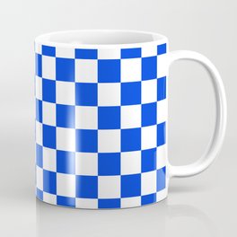 Checkerboard Check Checkered Pattern in Royal Blue and White  Mug