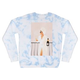 Morning Wine II Crewneck Sweatshirt | Minimalist, Morning, Minimal, Watercolor, Makeup, Painting, Line, Wall, Towel, Sunglasses 