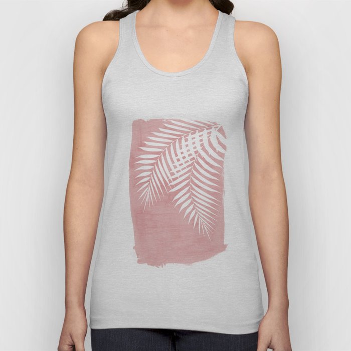 Pink Paint Stroke of Palm Leaves Tank Top