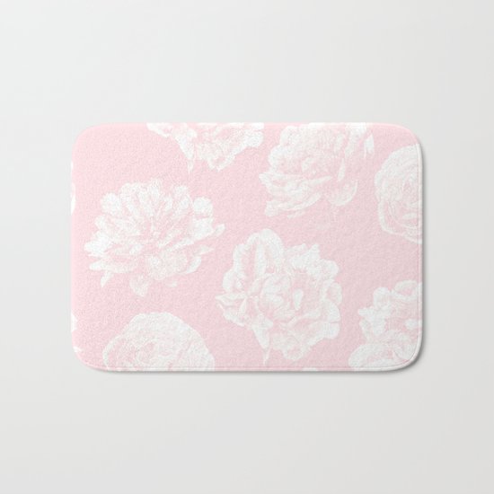Pink Roses in Flamingo Pink Bath Mat