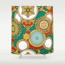 Decorative background with golden elegant arabesques and chains Shower Curtain