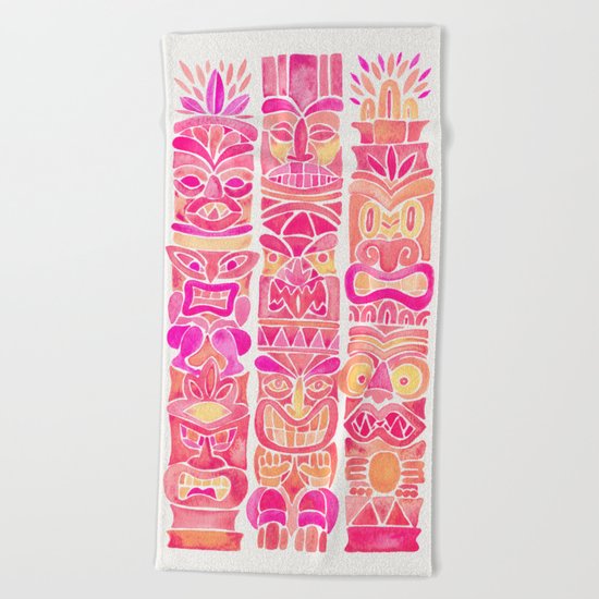 Tiki Totems – Pink Palette Beach Towel