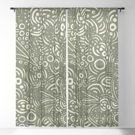 Intricate Exotic Pattern Green Sheer Curtain