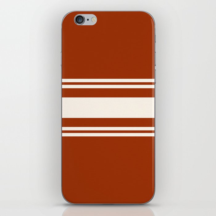 Orange and white retro 60s minimalistic stripes iPhone Skin