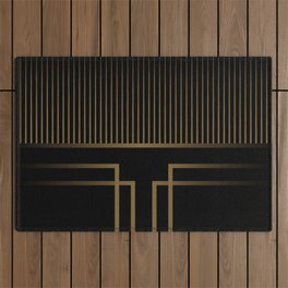 Art Deco Gold/Black Pattern II Outdoor Rug