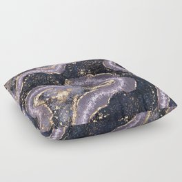 Purple and Gold Abstract Alcohol Ink Floor Pillow