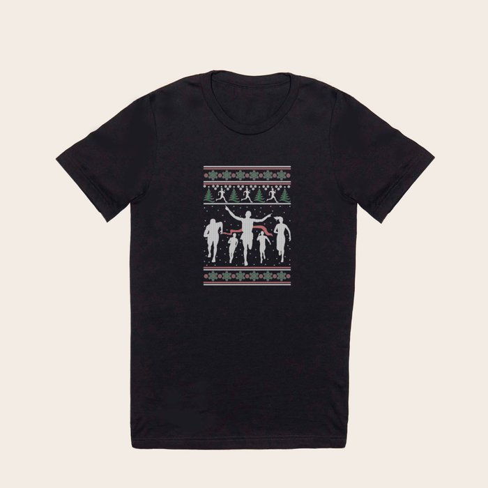 Marathon Running Ugly Christmas Sweater T Shirt T Shirt by