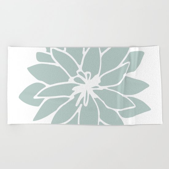 Flower Forest Fern Green on White Beach Towel