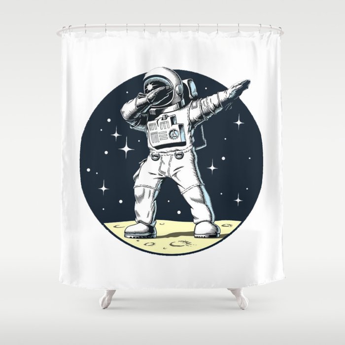 Dabbing Astronaut Funny Space Dance Shower Curtain