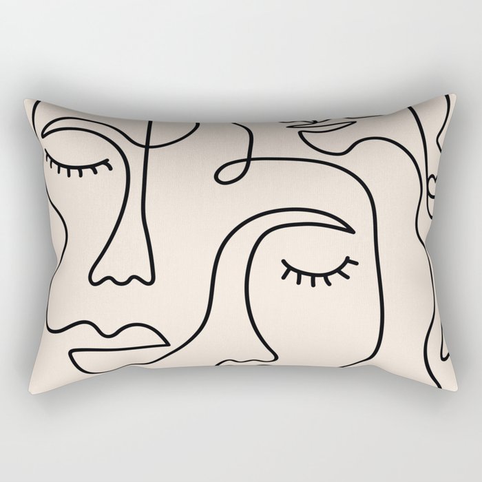 Abstract Single Line Face  Rectangular Pillow