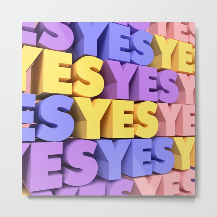 Yes 3d text Metal Print