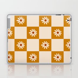 Retro Tile Flower Power Pattern in Yellow & Beige Laptop Skin