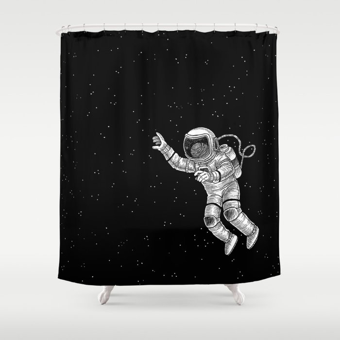 Astronaut in the outer space Shower Curtain