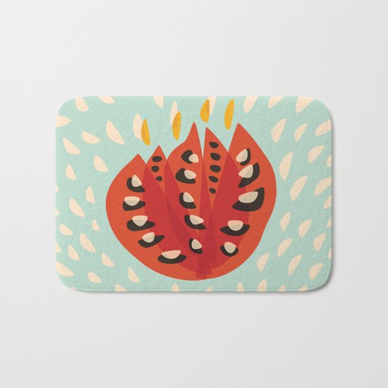Red Abstract Tulip Bath Mat