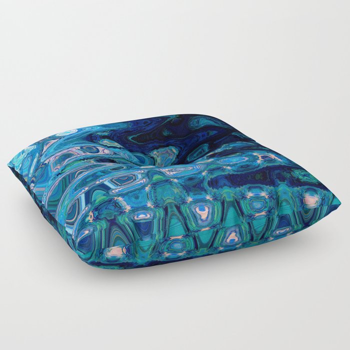 Psychedelic Bubble in Blue Floor Pillow