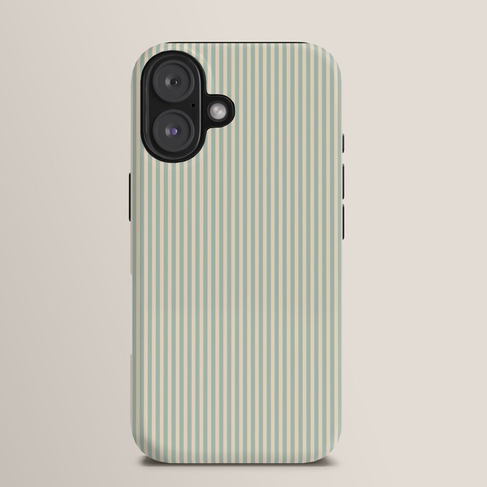 Ultra Fine Stripes Vertical Minimalist Pattern in Light Celadon Blue Green and Cream