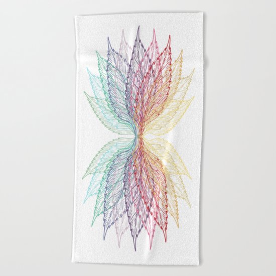 Colourful Layered Leaves Blue Purple Red Yellow Beach Towel