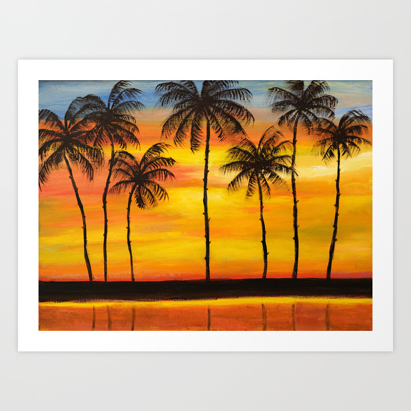 Hawaiian Sunset Art Print By Artvondanielle Society6