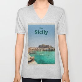 Visit Sicily V Neck T Shirt