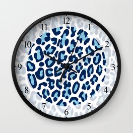 Blue Leopard Skin Wall Clock | Wild, Exotic, Nature, Cheetah, Camouflage, Power, Jungle, Cat, Fur, Print 