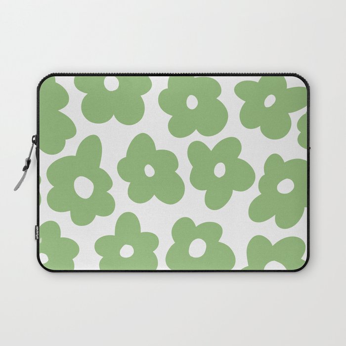 Psychedelic Sage Green 60's Flowers 2 Laptop Sleeve
