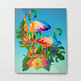 Abstract Flamingo and Monstera Metal Print | Monstera, Abstractart, Pinkflamingos, Pinkart, Flamingoartwork, Graphicdesign, Abstractflamingo, Flowersflamingos, Pinkflamingo, Animalart 