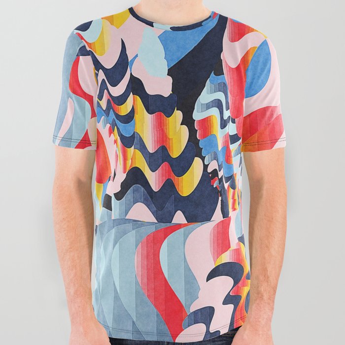 digital glitch art background All Over Graphic Tee