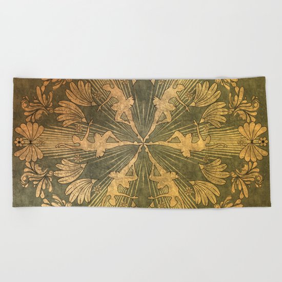 Wonderful mandala of ballerina Beach Towel