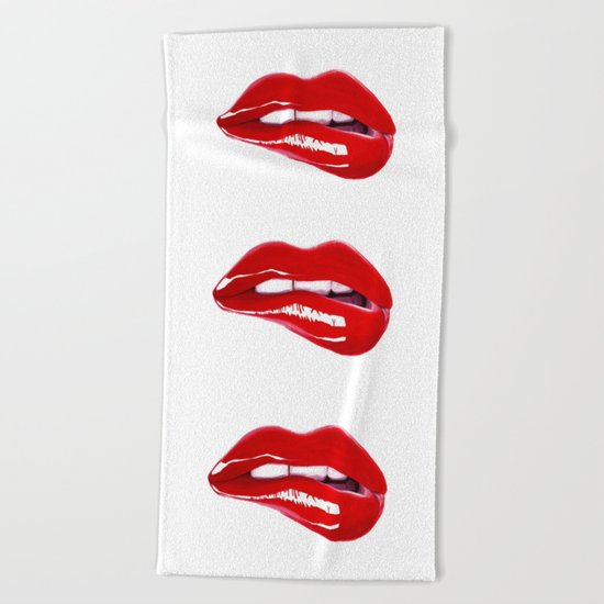 Red Lips Beach Towel
