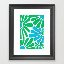 Groovy Flowers Green and Blue  Framed Art Print