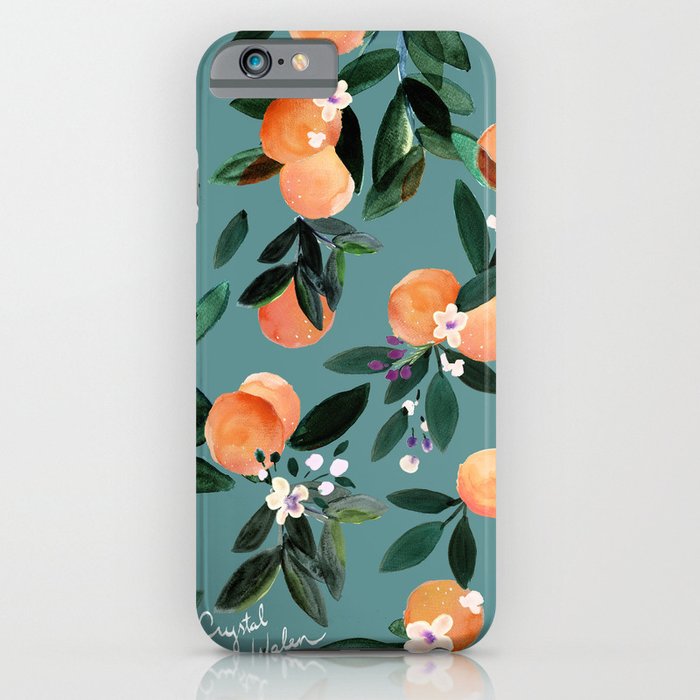 Dear Clementine - oranges teal by Crystal Walen iPhone Case