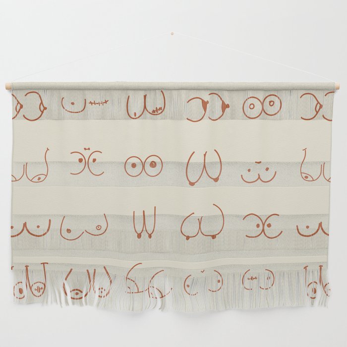 Terracotta Monochrome Boobs Lines Wall Hanging