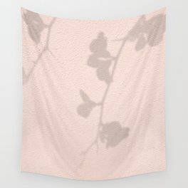 Pink Pastel Color Wall | Branch with Flowers Shadow Art Print | Italy Summer Travel Photography Wall Tapestry