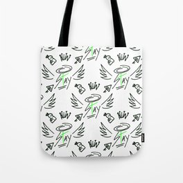 Winged Stay - Green + White Tote Bag