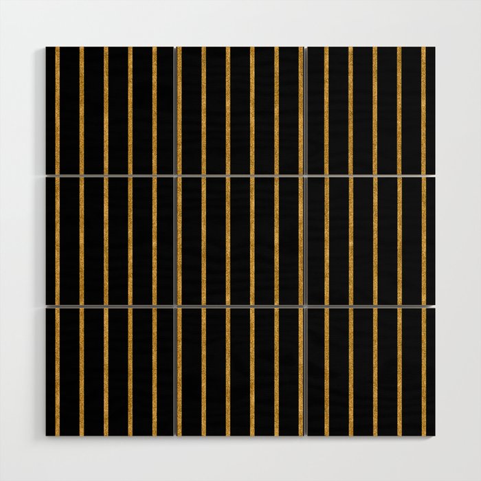 Gold And Black Line Collection Wood Wall Art