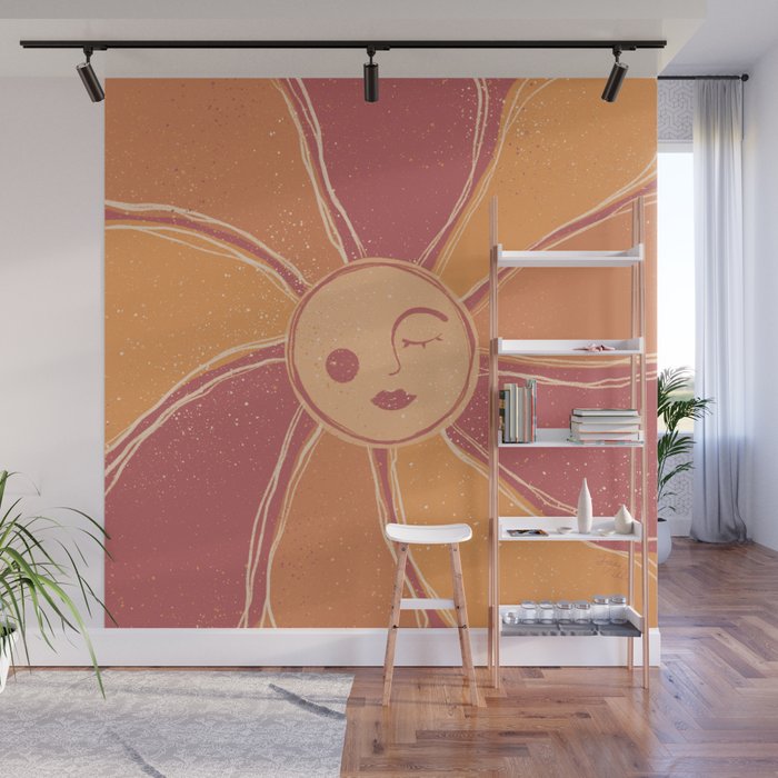 Retro Orange Mystic Sun Wall Mural