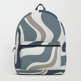 Liquid Swirl Abstract Pattern in Neutral Blue Gray on Off White Backpack