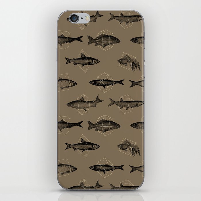 Fishes In Geometrics (Dark Sand) iPhone Skin