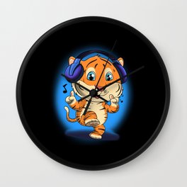 Music Lover I DJ Headphones I Cute Tiger Wall Clock