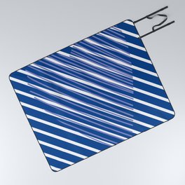 Blue and White Stripes Art Picnic Blanket