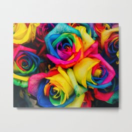 Rainbow Roses Metal Print | Fbmovercrafts, Flower, Red, Yellow, Blue, Purple, Other, Photo, Rainbow, Digital 
